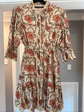 Mod’s Mahal Cream Floral Tie-Waist Dress